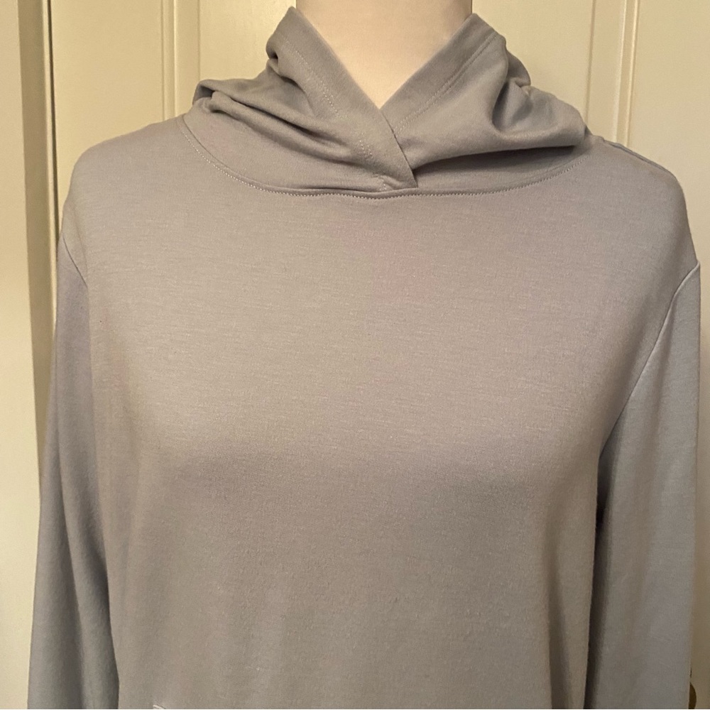 FOR THE REPUBLIC TOP HOODIE SWEATSHIRT LIGHT BLUE LIGHTWEIGHT KANGAROO POCKET S - Picture 3 of 10